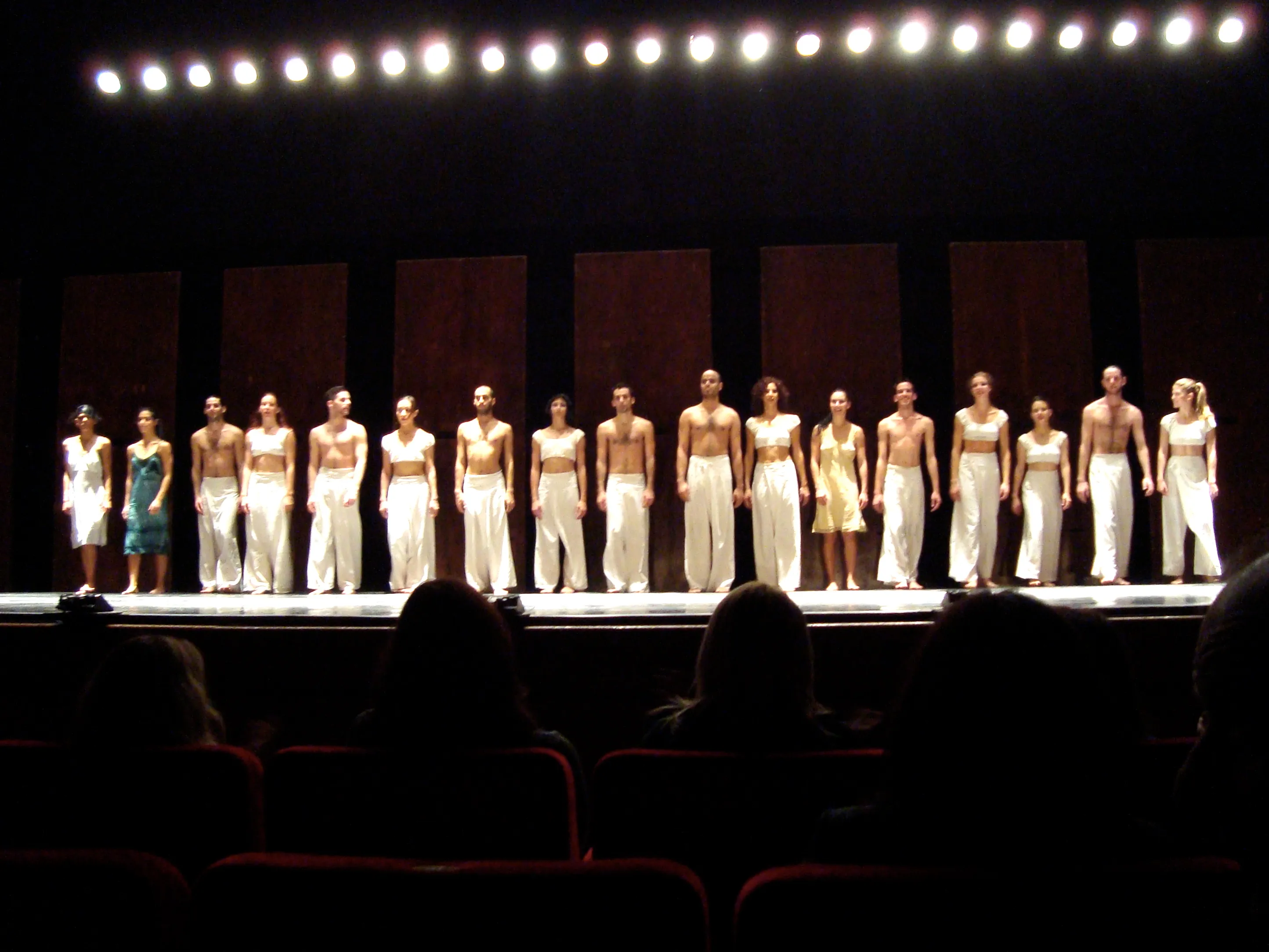 Compañía de danza en escena, luces de sala